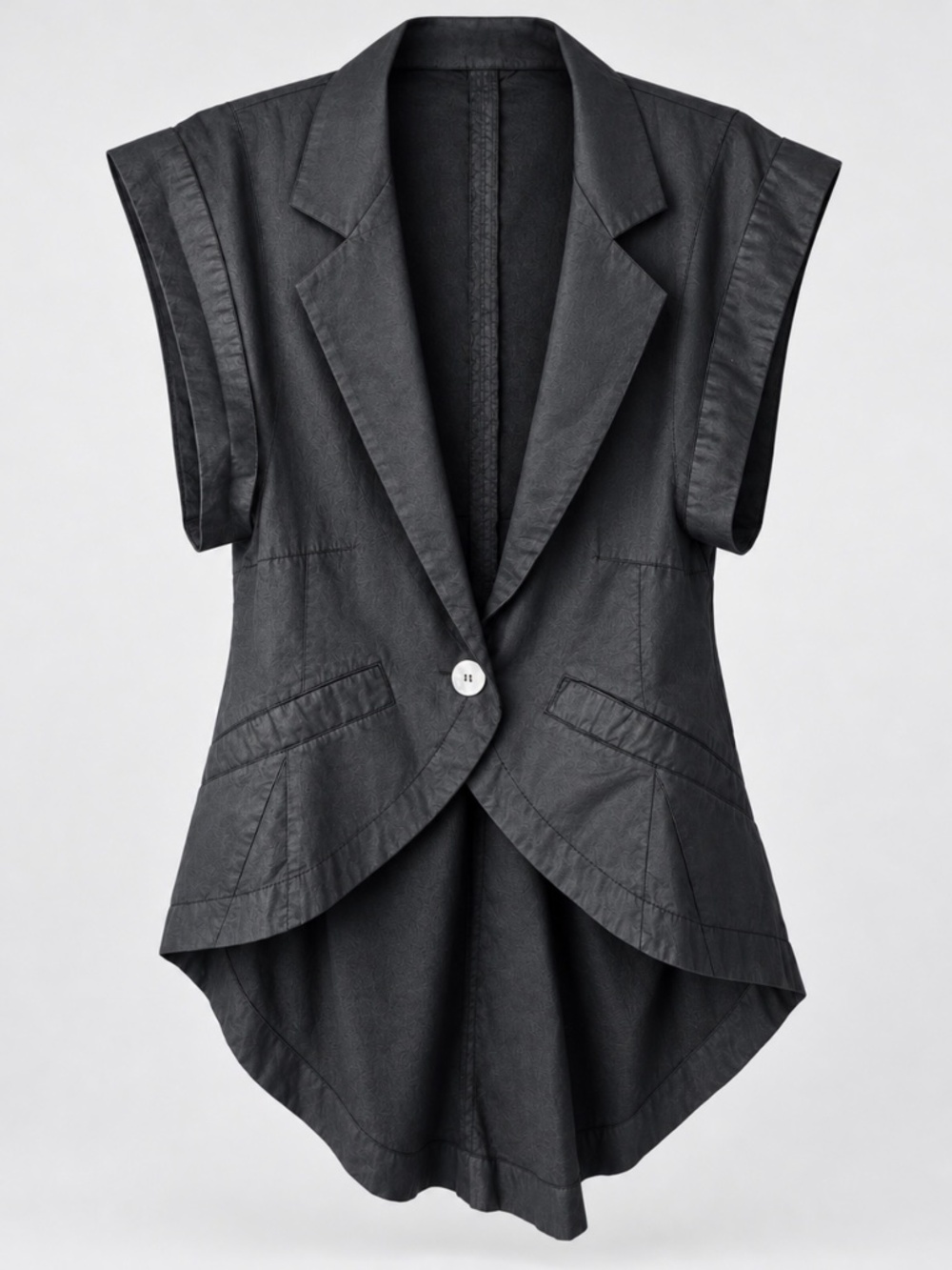 MOUSE JI Urban Avant Garde High Low Cotton Vest Jacket Blazer Black Size 38 S